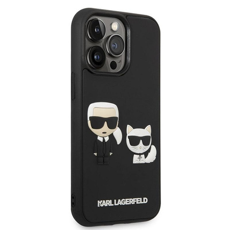 Karl Lagerfeld Ikonik 3D Karl & Choupette - Coque iPhone 14 Pro (noir)