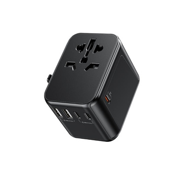 WEKOME WP-U03 Pop Digital Series - EU / UK / US / AU utazási töltő / adapter + 3x USB-C & 2x USB-A 30W (fekete)