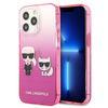 Karl Lagerfeld Gradient Ikonik Karl & Choupette- Hülle für iPhone 13 Pro (Rosa)