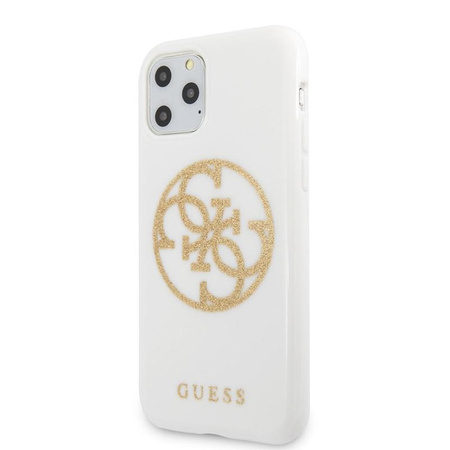 Guess Circle Glitter 4G - pouzdro pro iPhone 11 Pro (bílé)