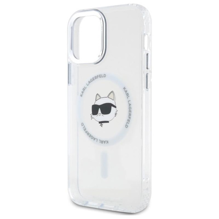 Karl Lagerfeld IML Metal Choupette Head MagSafe - Pouzdro na iPhone 12 / iPhone 12 Pro (bílá)