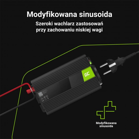 Green Cell - Měnič napětí Inverter 24V na 230V 1000W/2000W Modifikovaná sinusoida