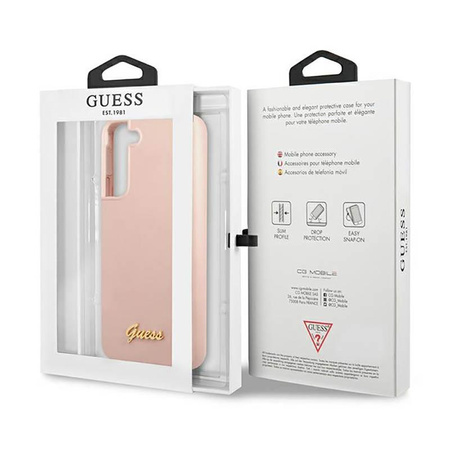 Guess Silicone Script Metal Logo - Samsung Galaxy S23 Case (pink)