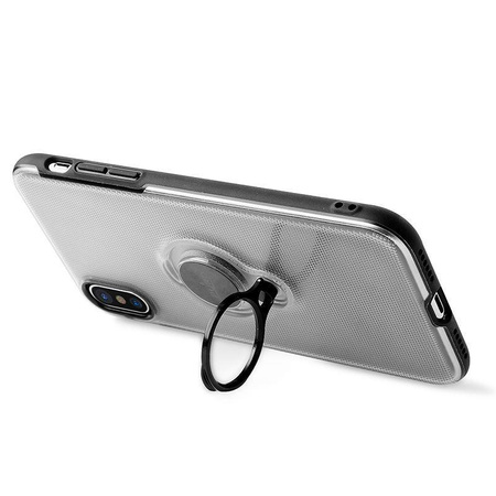 PURO Magnet Ring Cover - Coque pour iPhone XR avec prise en main magnétique (transparent)