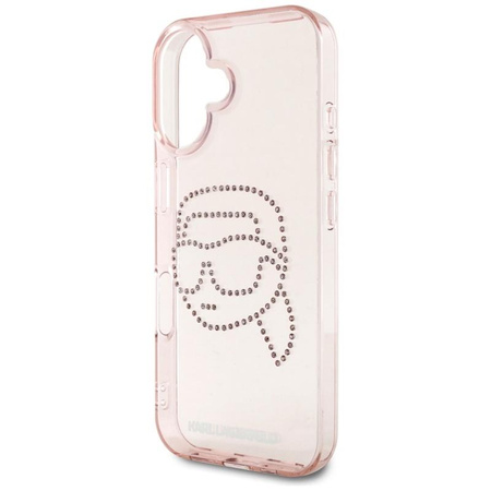 Karl Lagerfeld IML Rhinestones Karl Head - Coque pour iPhone 16 (rose)