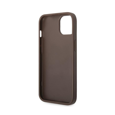 Guess 4G Metal Gold Logo - pouzdro pro iPhone 15 Plus (hnědé)