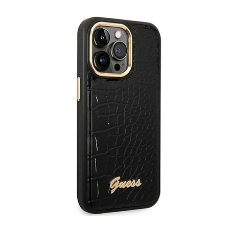 Guess Kroko Kollektion - iPhone 14 Pro Tasche (schwarz)