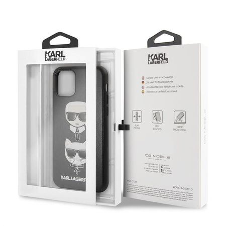 Karl Lagerfeld dombornyomott tok Karl & Choupette - iPhone 11 tok (fekete)