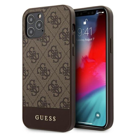 Guess 4G Bottom Stripe Kollektion - iPhone 12 Pro Max Tasche (braun)