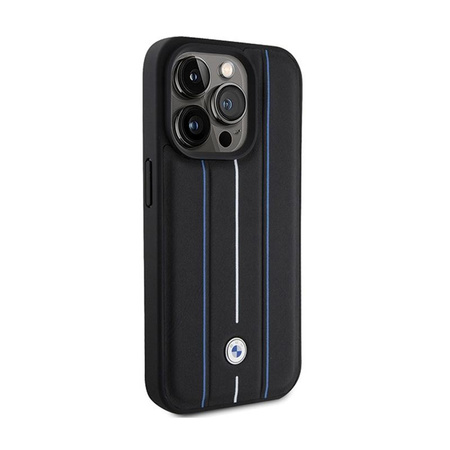 BMW Leather Stamp Blue Lines - iPhone 15 Pro Max tok (fekete)