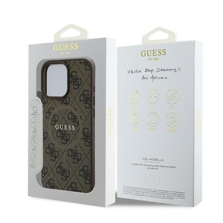 Guess 4G Ring Classic Logo MagSafe - Hülle für iPhone 16 Pro (braun)