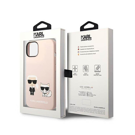 Karl Lagerfeld Flüssigsilikon Karl & Choupette MagSafe - Hülle für iPhone 14 Plus (Pink)