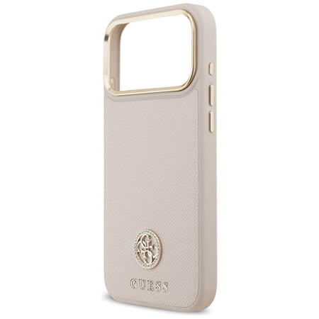 Guess Grained Strass Logo MagSafe - Hülle iPhone 17 Pro Max (rosa)