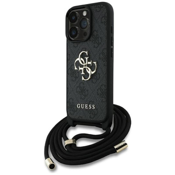 Guess 4G Big Logo Cord Strap Crossbody - Case for iPhone 16 Pro (black)