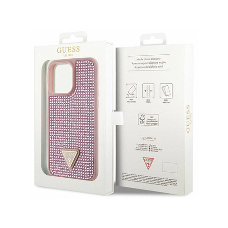 Guess Strass-Dreieck - iPhone 14 Pro Max Tasche (rosa)