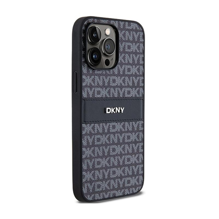 Kožené pouzdro DKNY Mono Stripe & Metal Logo - iPhone 14 Pro (černé)