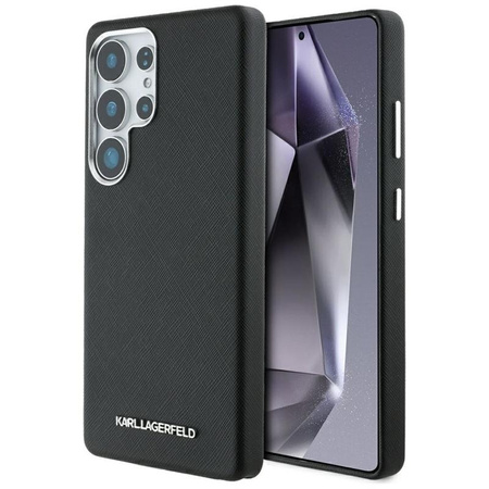 Karl Lagerfeld Saffiano Logo métal allongé MagSafe - étui pour Samsung Galaxy S25 Ultra (noir)