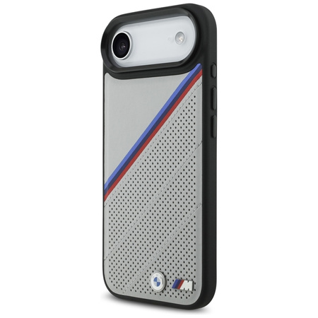 Custodia MagSafe per iPhone Air con logo tricolore in metallo BMW M (grigio)
