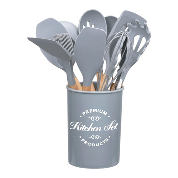 Alpina - Set di utensili da cucina in silicone con supporto, 12 pezzi