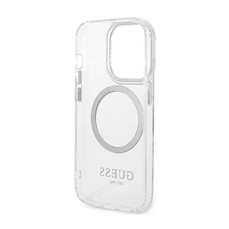 Guess GUHMP14XHTRMS iPhone 14 Pro Max 6,7" srebrny/silver hard case Metal Outline Magsafe