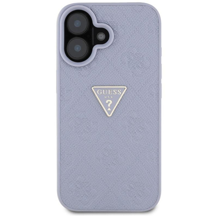 Guess Hot Stamp 4G minta háromszög fém logó - tok iPhone 16 (lila)