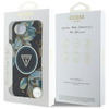 Guess IML Metal Glitter Flowers Triangle MagSafe - étui pour iPhone 16e (noir)