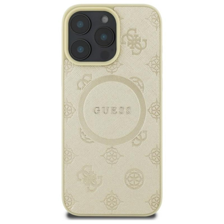 Pouzdro Guess Saffiano Peony Classic Logo MagSafe - iPhone 16 Pro Max (zlaté)
