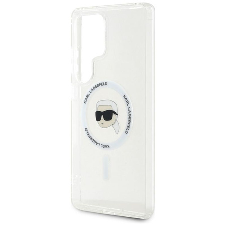 Karl Lagerfeld Button Karl Head nyomtatott logó MagSafe - Samsung Galaxy S25 Ultra tok (fehér)