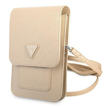 Guess Wallet Saffiano Triangle Logo Phone Bag - Smartphone- und Zubehörtasche (Beige)