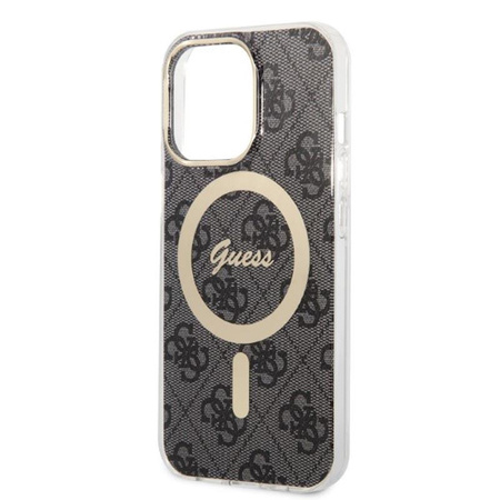 Guess Bundle Pack MagSafe 4G - MagSafe iPhone 13 Pro Max case + charger set (black/gold)
