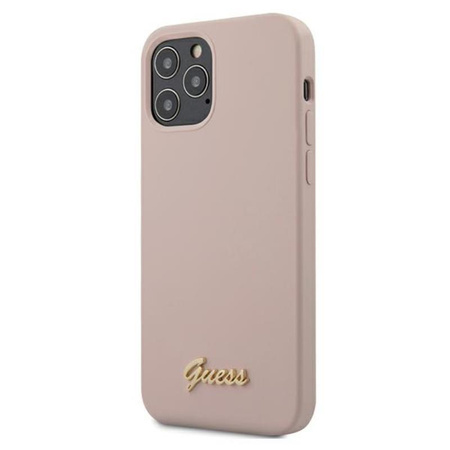 Guess Silicone Script - Coque iPhone 12 / iPhone 12 Pro (rose)