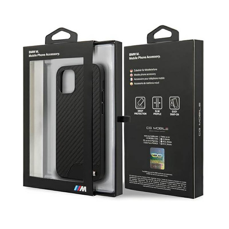 BMW M Collection PU Carbon - tok iPhone 12 mini készülékhez (fekete)