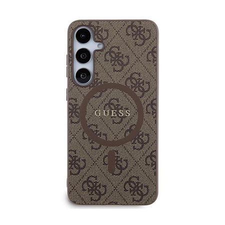 Guess 4G Collection Leather Metal Logo MagSafe - Pouzdro Samsung Galaxy S24+ (Hnědé)