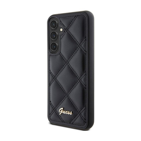 Kovové logo Guess Quilted – pouzdro Samsung Galaxy S23 FE (černé)