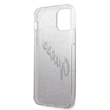 Guess Glitter Gradient Script - Coque iPhone 12 / iPhone 12 Pro (rose)