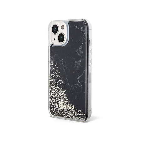 Guess Liquid Glitter Marble - iPhone 14 Tasche (Schwarz)
