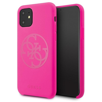 Guess Slilicon 4G Tone on Tone Logo - iPhone 11 tok (fukszia)