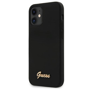 Guess Silicone Script - Coque pour iPhone 12 mini (noir)