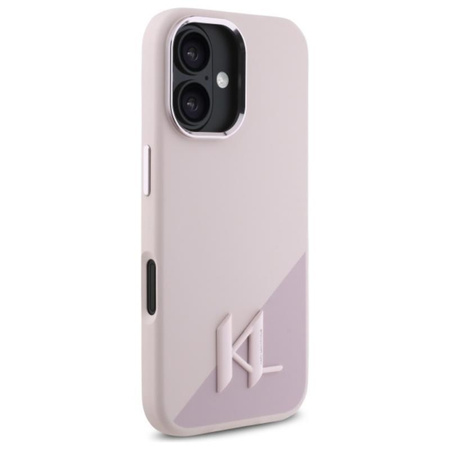 Karl Lagerfeld Silicone Shadow Metal Initial MagSafe - Hülle für iPhone 16 (rosa)
