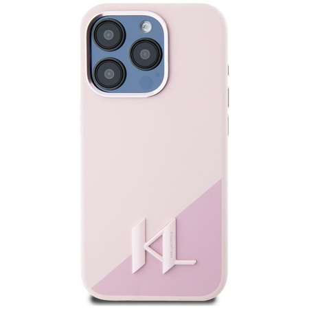 Karl Lagerfeld Silikon Shadow Metal Initial MagSafe - Hülle für iPhone 15 Pro (rosa)