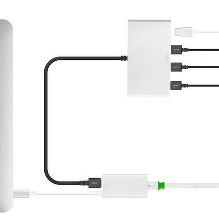 Moshi USB-C Gigabit Ethernet adapter - Alumínium adapter USB-C-ről Gigabit Ethernetre (ezüst)