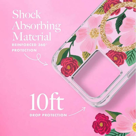 Rifle Paper Clear MagSafe - iPhone 14 Plus Case Decorated with Gold (Rose Garden)