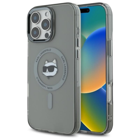 Karl Lagerfeld IML Metal Choupette Head MagSafe - Hülle für iPhone 16 Pro (schwarz)