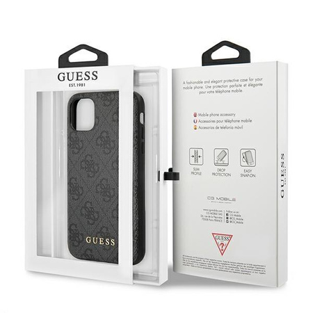 Guess 4G fém arany logó - iPhone 11 tok (szürke)