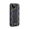 DKNY Leather Checkered Mono Pattern MagSafe - Case for iPhone 15 / 14 / 13 (Black)