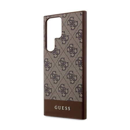 Guess 4G Bottom Stripe Metal Logo Collection - Samsung Galaxy S24 Ultra Tasche (braun)
