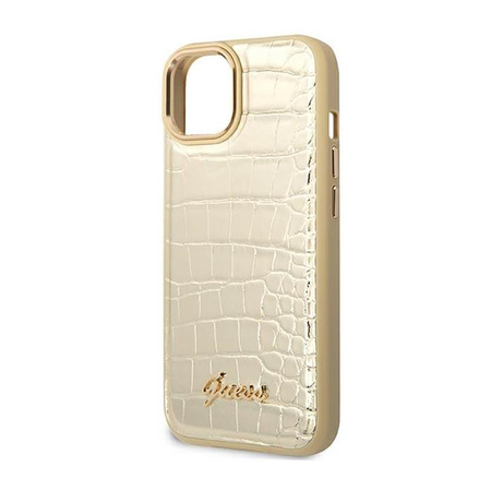 Guess Kroko Kollektion - iPhone 14 Tasche (Gold)