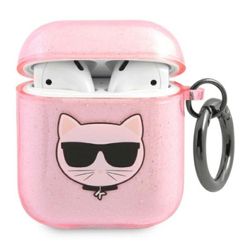 Karl Lagerfeld Choupette Head Glitter - Airpods tok (rózsaszín)