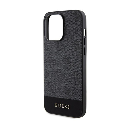 Guess 4G Bottom Stripe Metal Logo Collection - iPhone 15 Pro Max Tasche (grau)