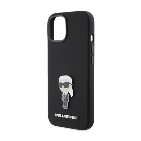 Karl Lagerfeld Silicone Ikonik Metal Pin - pouzdro na iPhone 15 (černé)